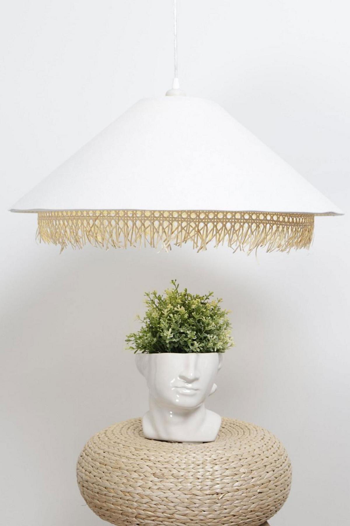 HÄNGELEUCHTE Weiß 60/26 cm - Weiß, Naturmaterialien (60/1.3/26cm) - ONZENO