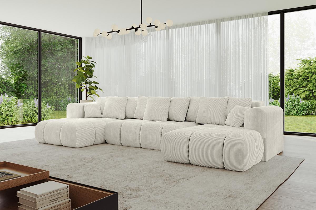 WOHNLANDSCHAFT CLOUD-U-v1 405x185x90 Creme Cord - Hellgrau/Creme, Holzwerkstoff/Kunststoff (405/90/185cm) - ALTDECOR