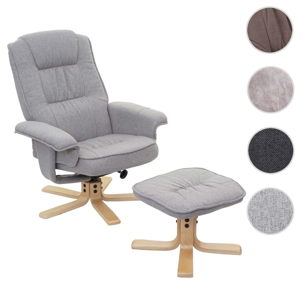 RELAXSESSEL MIT HOCKER Hellgrau - Hellgrau, Textil (80/100/70cm) - MCW