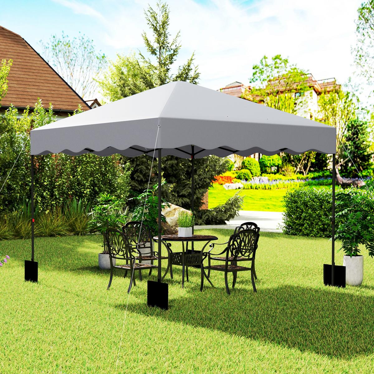 PAVILLON ca.3x 3m - Hellgrau, Metall (297/287/297cm) - Outsunny