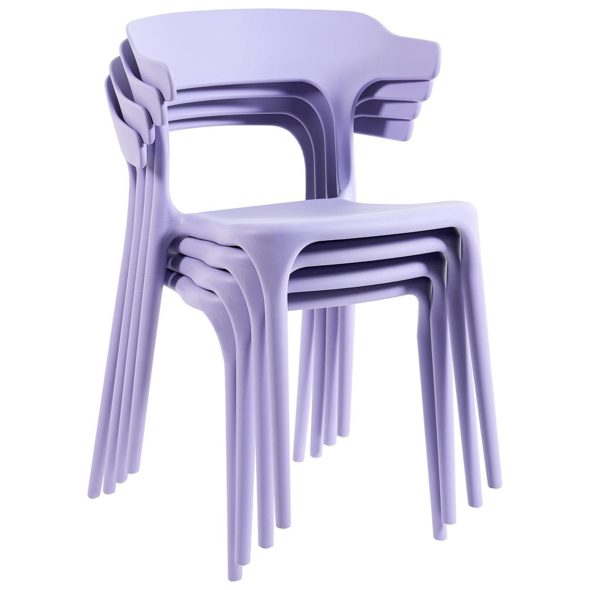 GARTENSTUHL 4er-Set Violett Gubbio - Violett, Kunststoff (50/76/49cm) - Beliani