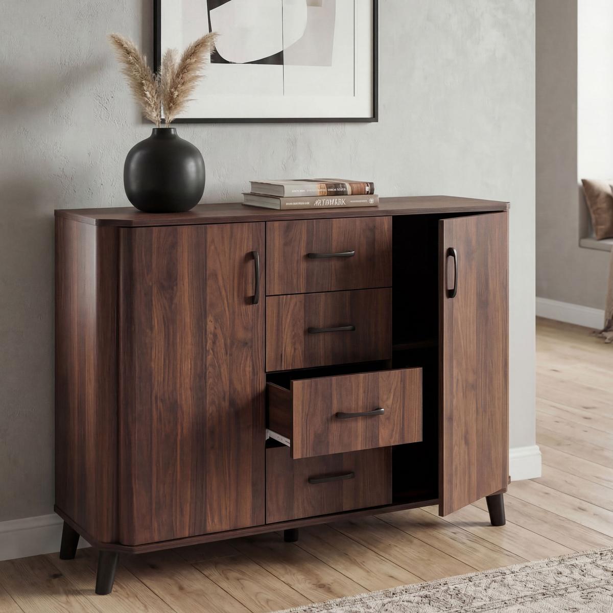 KOMMODE Walnuss Dekor - Walnussfarben, Holz (120/92/40cm) - MCW