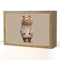 NACHTTISCHLAMPE Bär - Weiße Blumen - Gemütlich 30x20 cm - Taupe, Holzwerkstoff (8/30/20cm) - OnlyWow