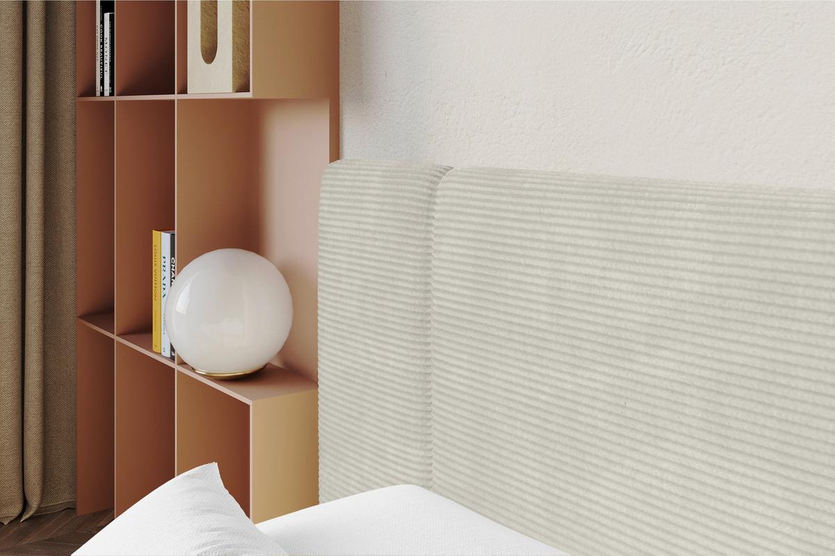 POLSTERBETT mit Bettkasten, Fußteil und Lattenrost, Bett mit Matratze H3/H4 - NILO-Z 120x200 Creme - Cappuccino, Holzwerkstoff/Textil (120/200cm) - ALTDECOR