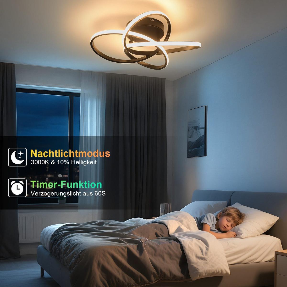 LED DECKENLEUCHTE FRANZISKA II 42/45/16 cm - Schwarz, Metall (45/42/16cm) - Nettlife