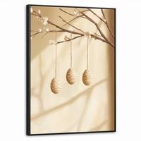 LEINWAND Bilder mit Rahmen - Beige - Osterkuchen - Eier - 60x80 - Beige, Textil (60/80cm) - MuchoWow