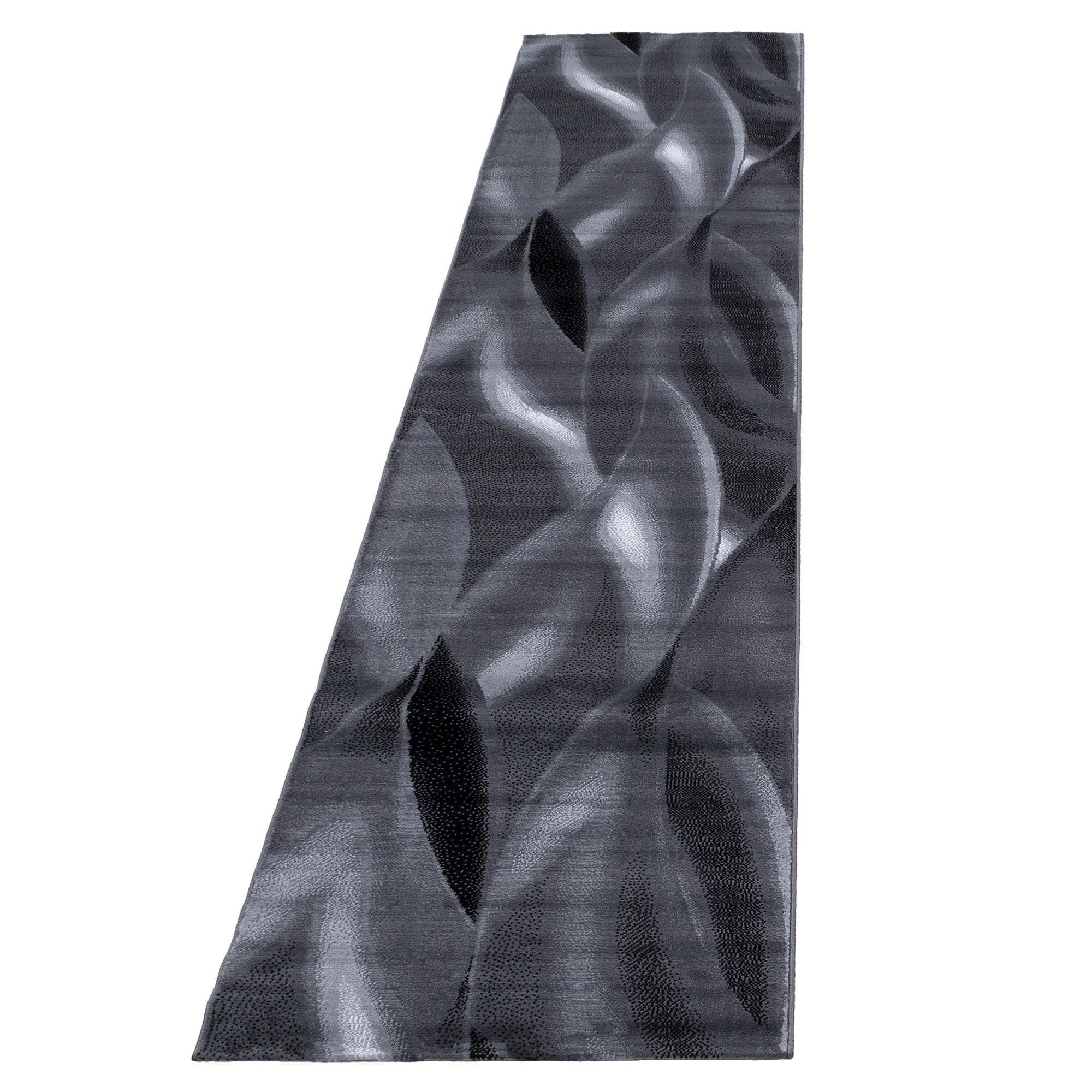 TEPPICH Kurzflor INN in Schwarz, mit abstraktem Wellenmuster, 80 x 300 cm - Schwarz, Textil (80/300cm) - KADIMA DESIGN