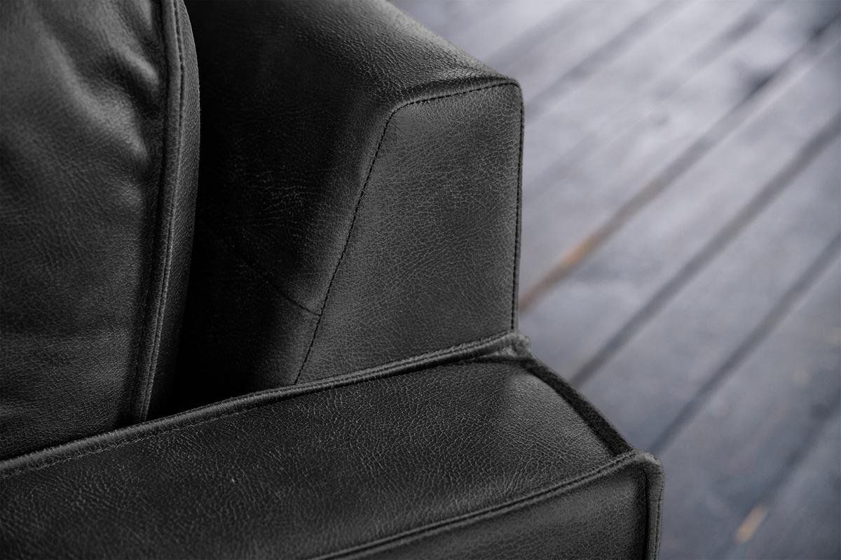 ECKSOFA VILNIUS Schwarz Lederfaserstoff - Schwarz, Leder/Metall (286/170cm) - KAWOLA