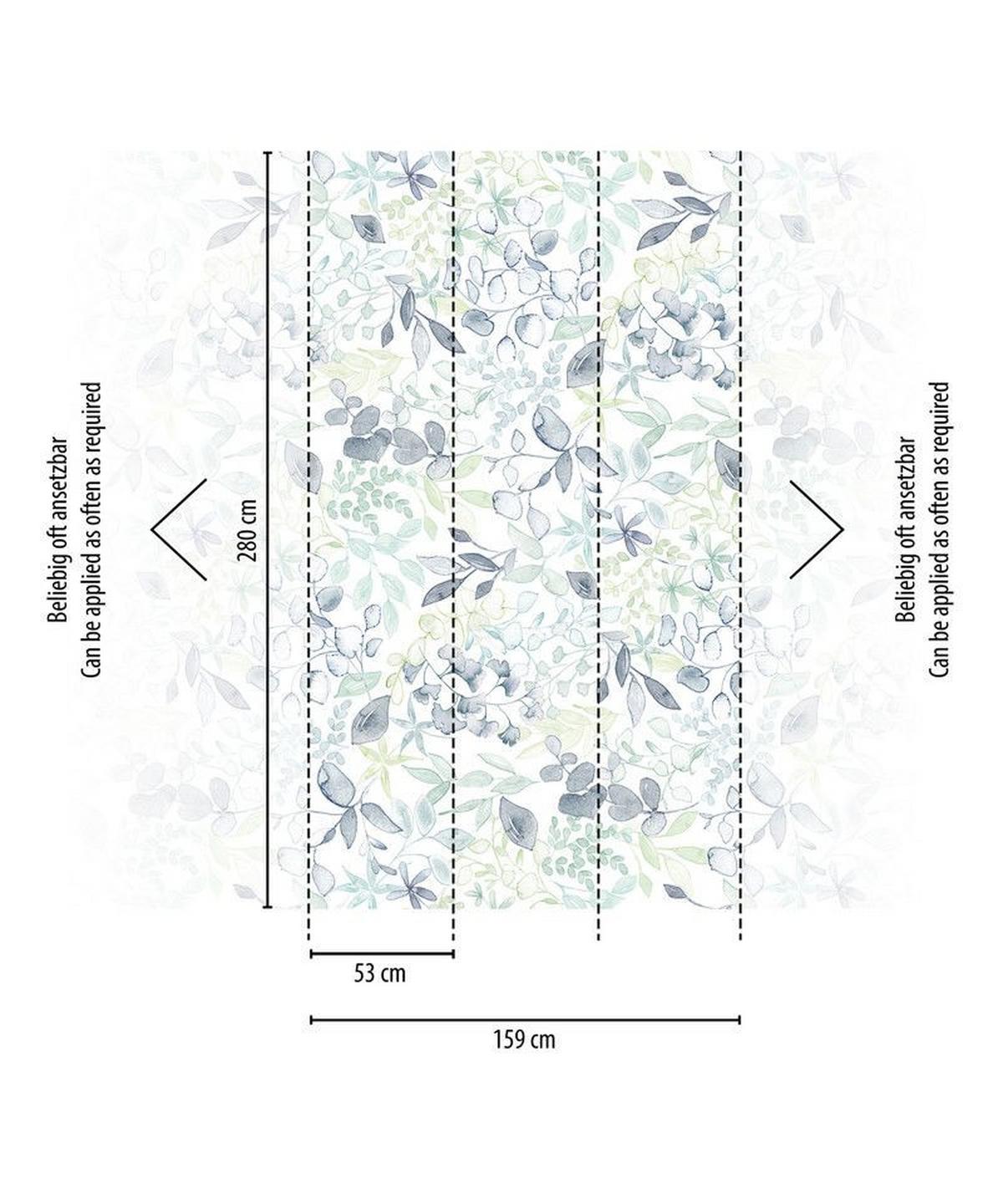 VLIESTAPETE Blau 159/280 cm - Grün, Textil (159/1cm) - KUNSTLOFT
