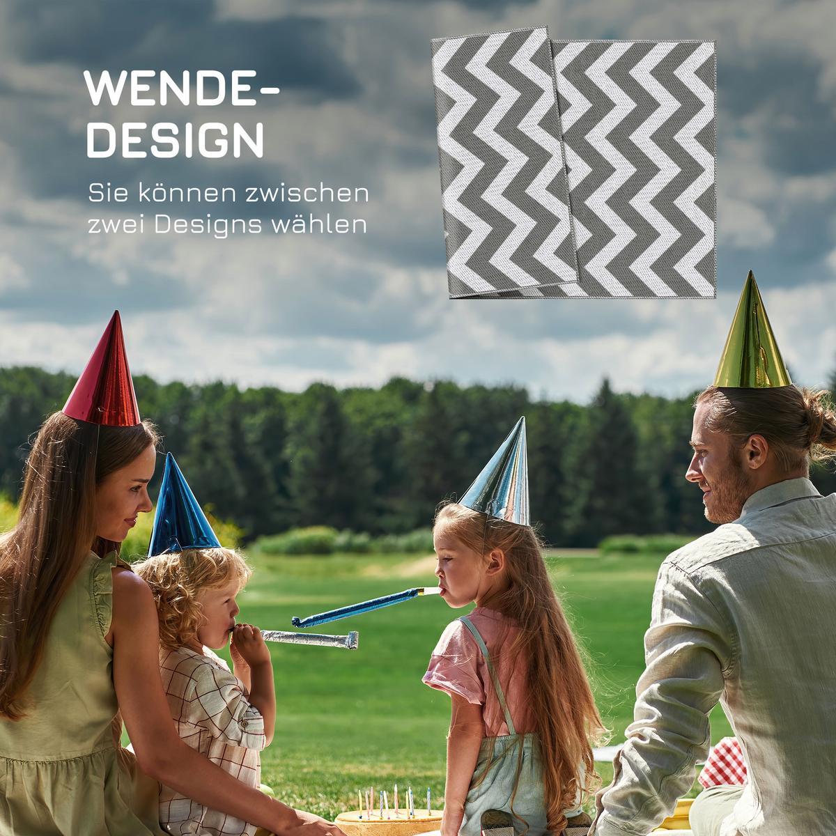 OUTDOORTEPPICH, 310g/m² PP, Hellgrau+Weiß - Hellgrau, Kunststoff (182/121cm) - Outsunny