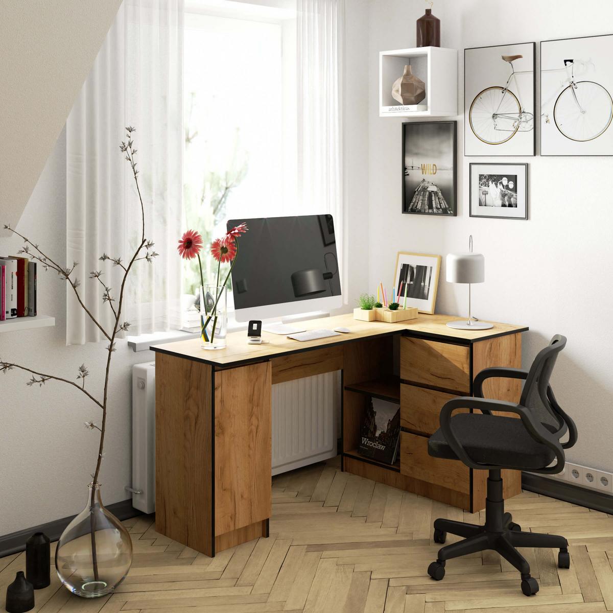SCHREIBTISCH Eiche Craft 77/155/85 - Eiche San Remo, Holzwerkstoff (135/50/77cm) - RAUMHIRSCH FURNITURE