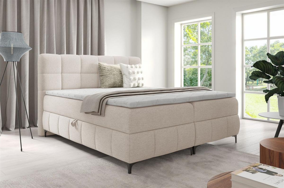 BOXBETT Sophie In Aragon - Weiß, Holzwerkstoff/Textil (160/200cm) - Fun Möbel