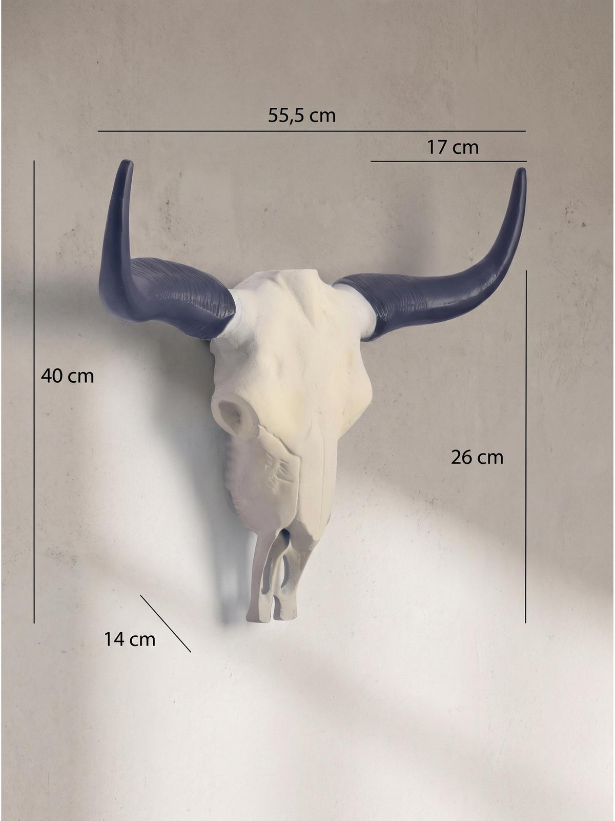 GEWEIH NAAB, Aluminium, Weiß-Schwarz, 55,5 x 14 x 40 cm - Weiß, Metall (55.5/40/14cm) - KADIMA DESIGN