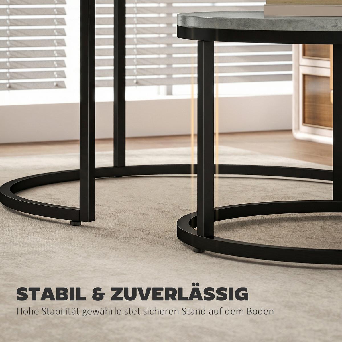 COUCHTISCH 2er Set Metall MDF Grau - Grau, Metall (78.5/78.5/46.5cm) - HOMCOM
