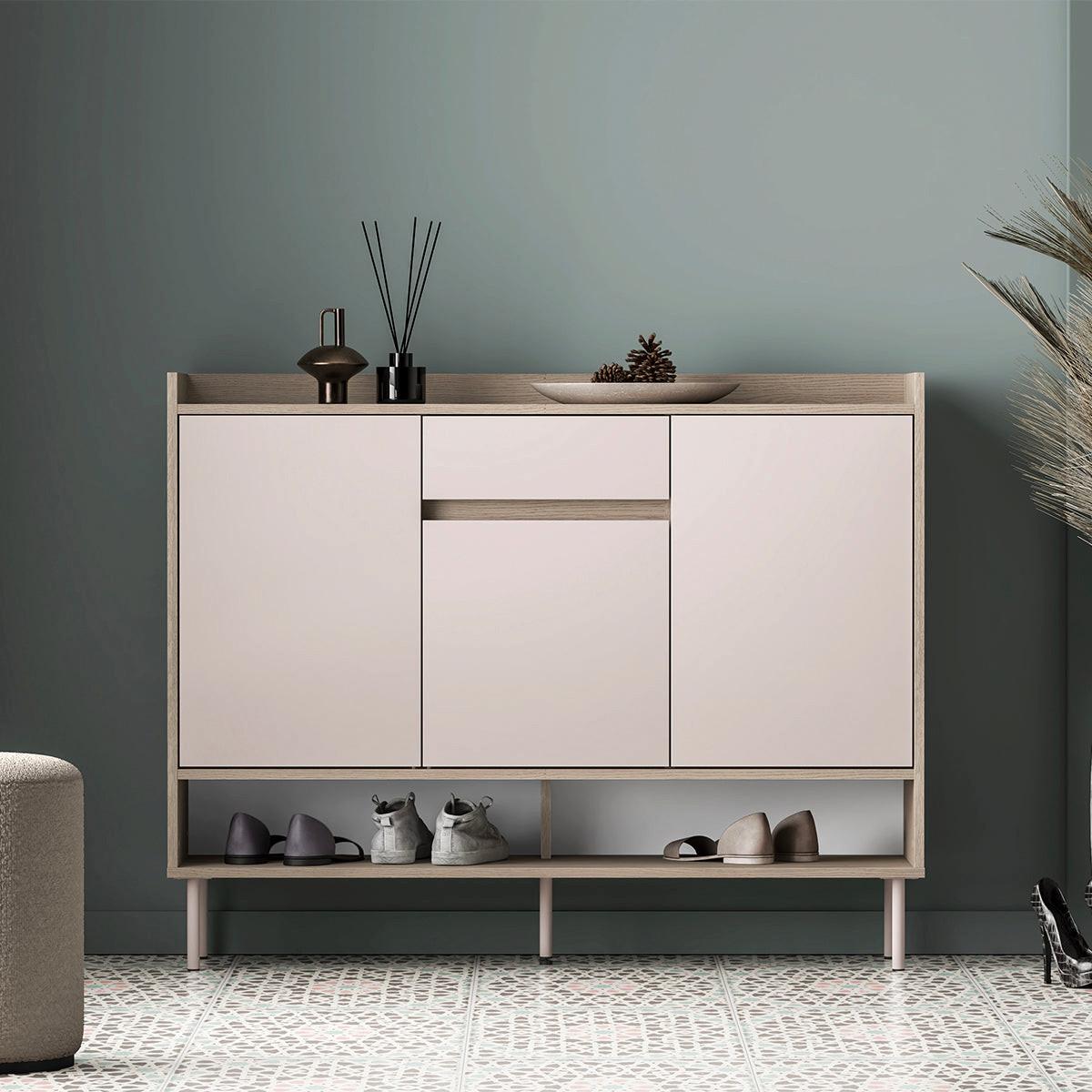 SCHUHMÖBEL Alos Kaschmir und Holz - Beige, Holzwerkstoff (120/95/34cm) - Petits-meubles