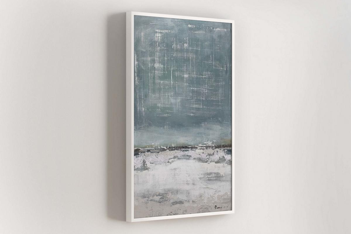 ACRYLBILD HANDGEMALT 60/90 cm - Blau/Beige, Holz/Textil (60/90cm) - KUNSTLOFT