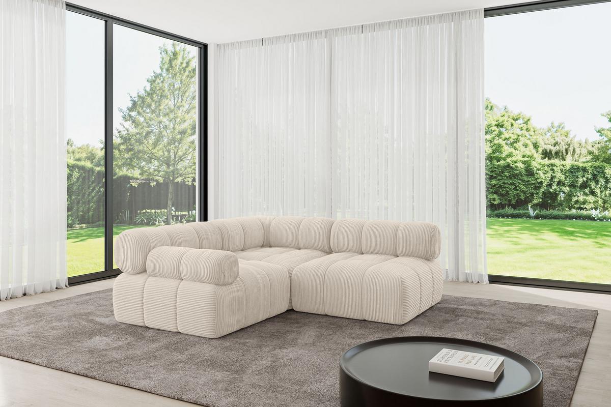 ECKSOFA modulares Sofa Mende-L1 - 190x190x70 cm Beige Cord - Beige, Holzwerkstoff/Textil (190/190cm) - ALTDECOR