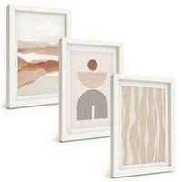 BILDER SET 3er Set - 20x30 cm Weißer Rahmen - Abstrakte Landschafts- und Naturgeometrie - Weiß, Kunststoff (20/30cm) - TULUP