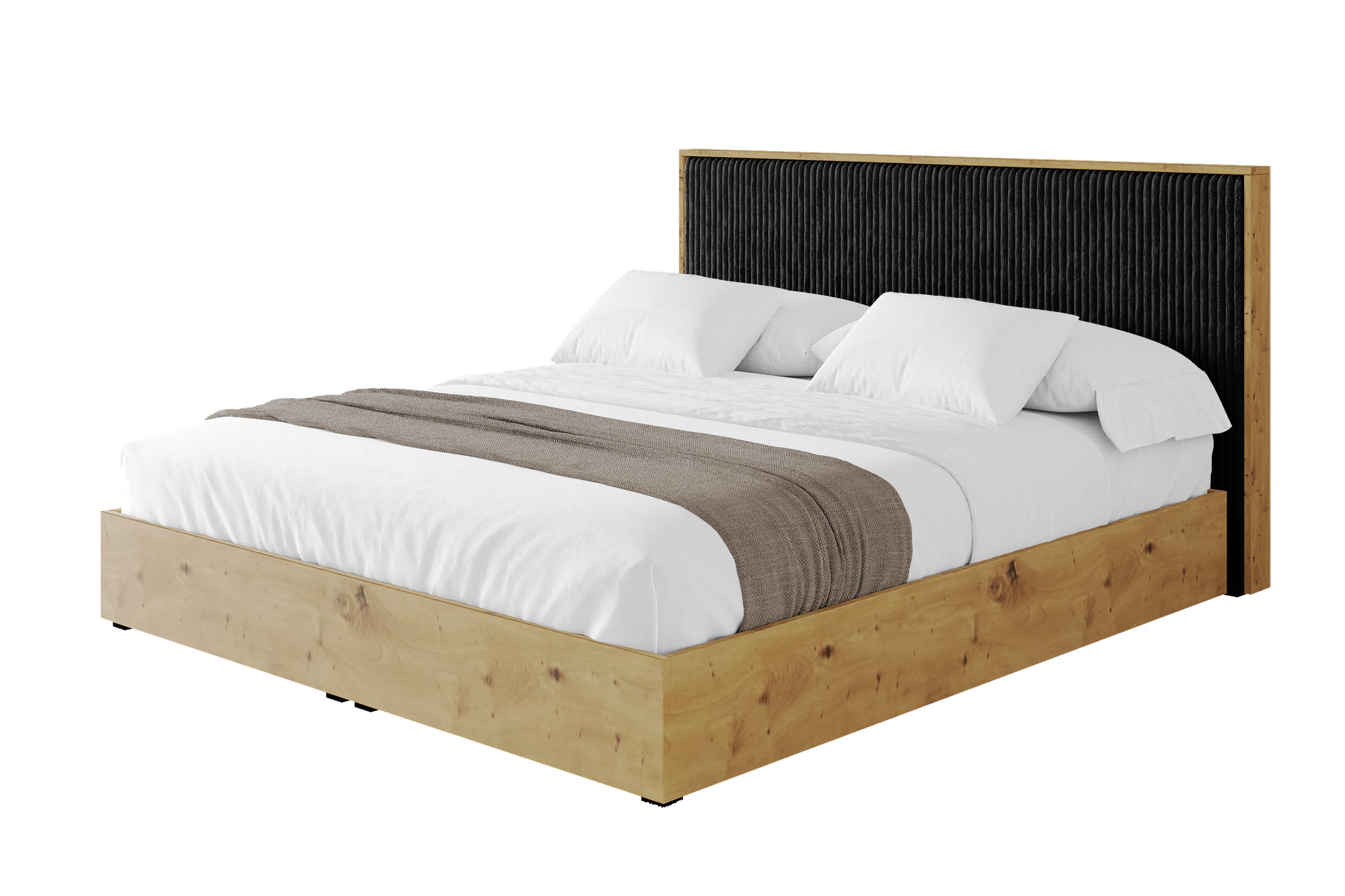 POLSTERBETT mit Bettkasten und Lattenrost, Boxbett mit Kopfteill und Stauraum mit Matratze H3/H4 - ENZO10 160x200 Schwarz - Schwarz, Holzwerkstoff/Textil (160/200cm) - ALTDECOR