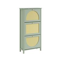 SCHUHSCHRANK Schmal mit 3 Klappen Grün 62x25x121,5cm - Grün, Holzwerkstoff (62/121/25cm) - SoBuy