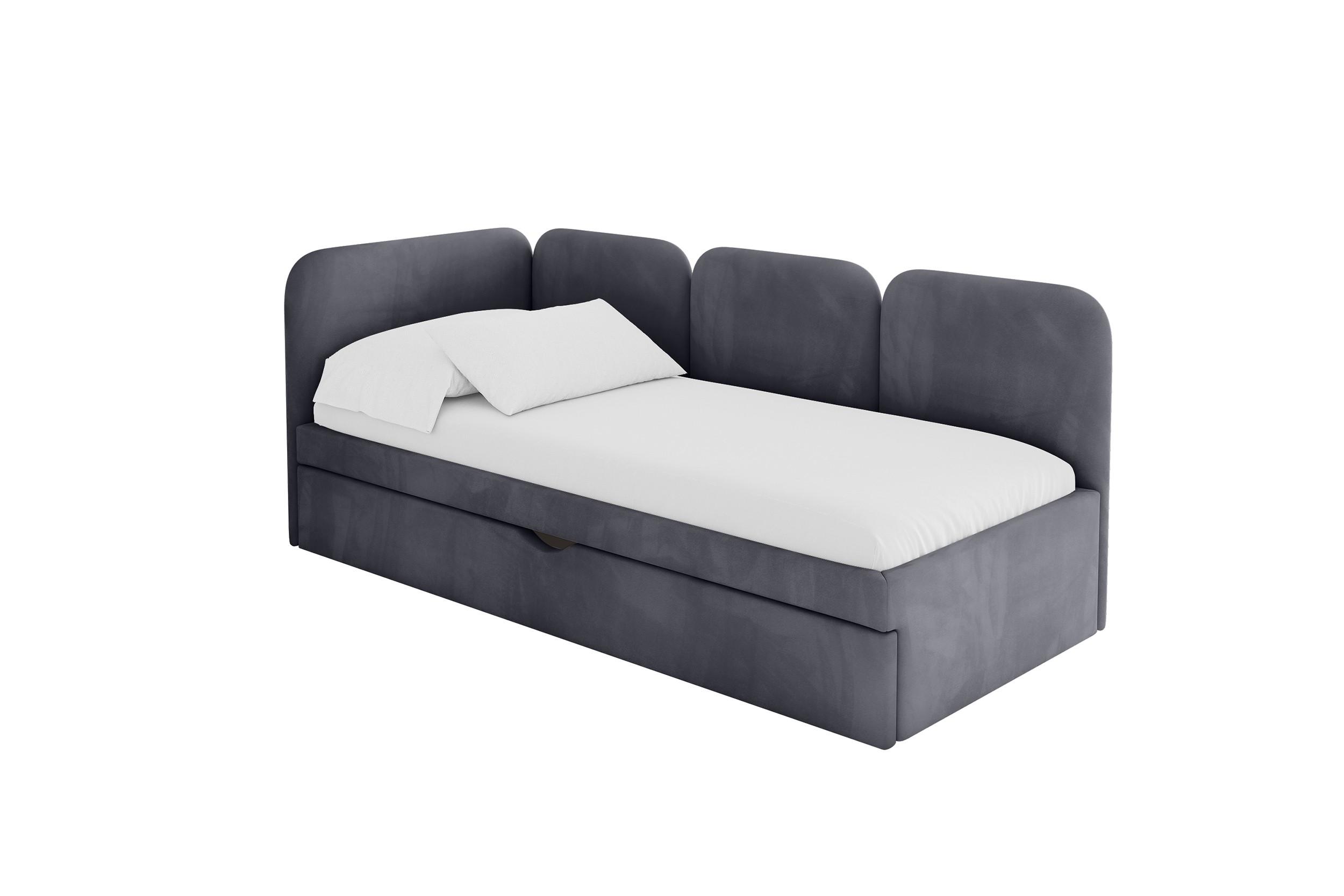 EINZELLBETT Jugendbett mit Bettkasten und Matratze H3/H4, Rechts - ALVY 100x200 Dunkelgrau - Dunkelgrau, Holzwerkstoff/Textil (100/200cm) - ALTDECOR