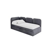 EINZELLBETT Jugendbett mit Bettkasten, Rechts - ALVY 90x200 Dunkelgrau - Dunkelgrau, Holzwerkstoff/Textil (90/200cm) - ALTDECOR