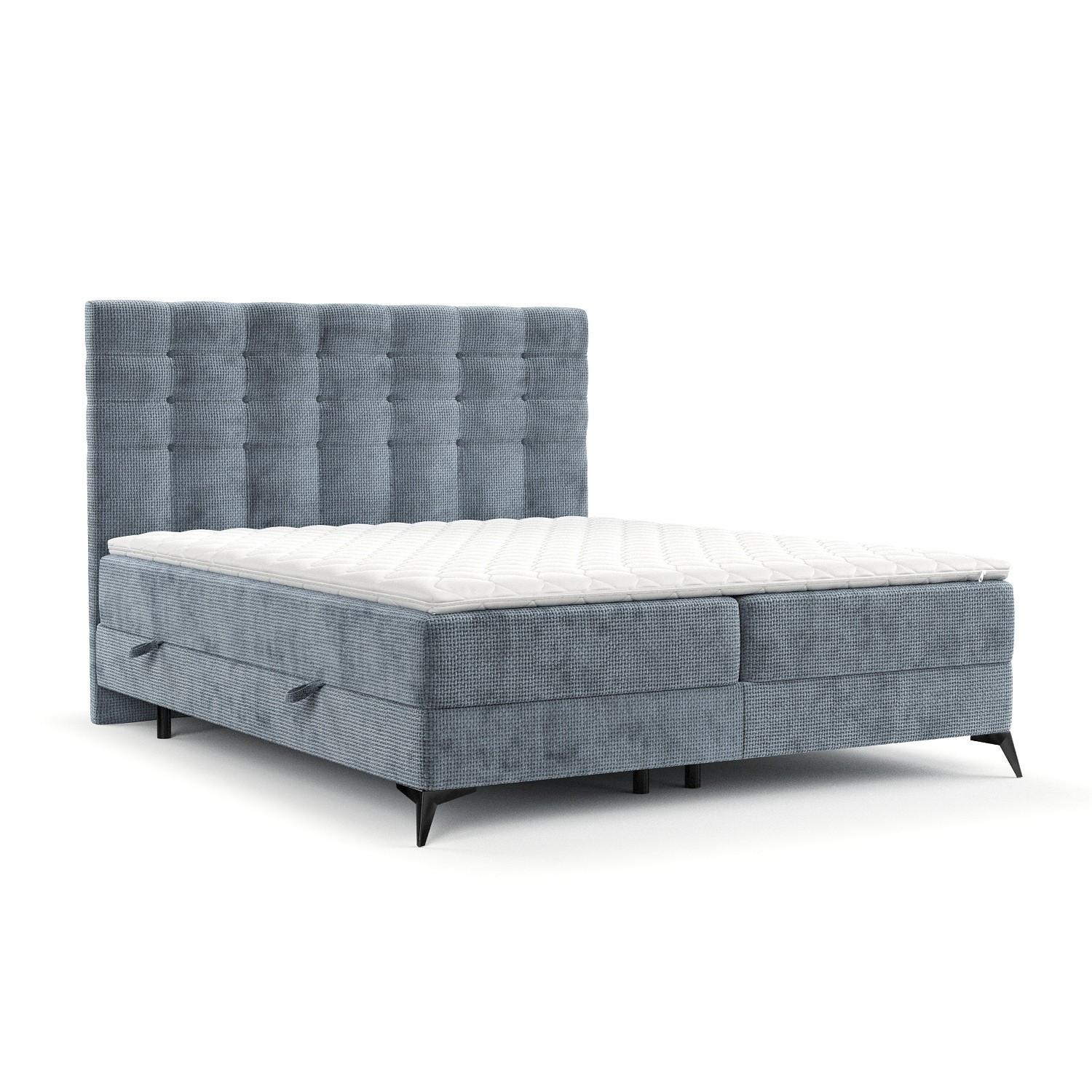 BOXBETT Niro 180/200 cm Hellblau im Bonita Stoff - Schwarz/Hellblau, Holz/Holzwerkstoff (180/200cm) - AltaBeds