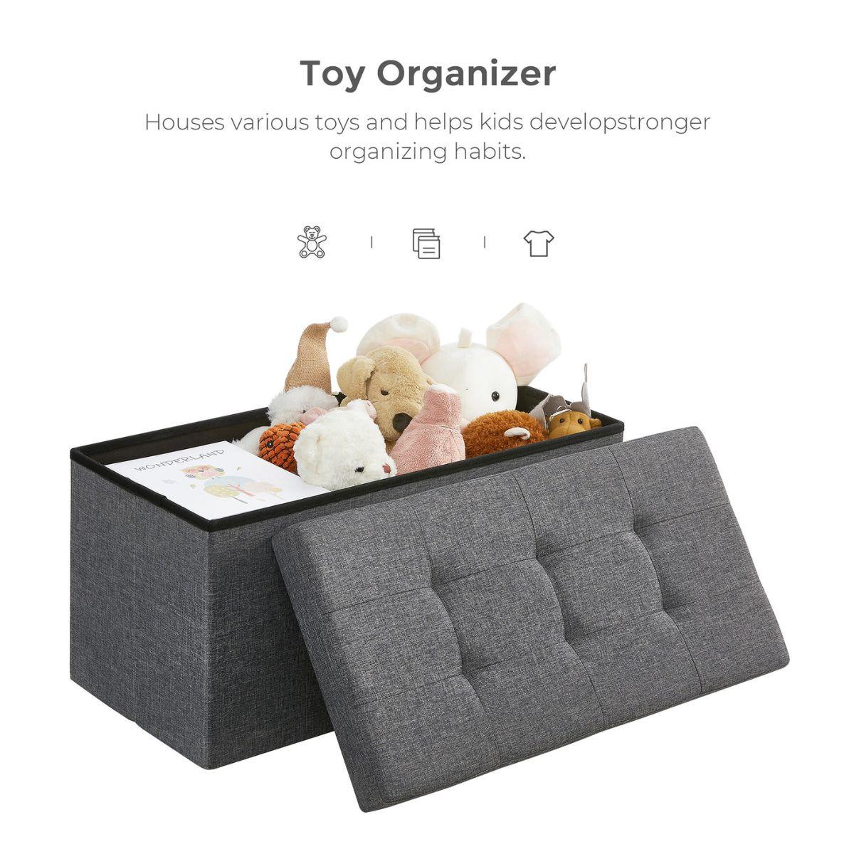SITZBOX - L76 cm - Dunkelgrau, Holzwerkstoff (38/38/39.5cm) - Calicosy