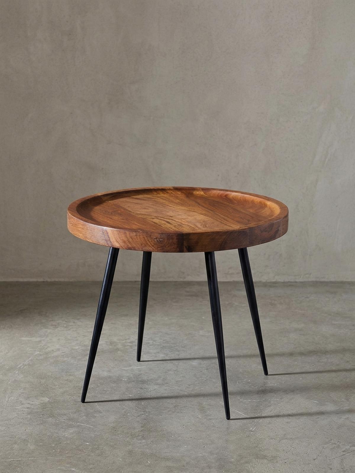 BEISTELLTISCH – Massivholz Metall 50 kg belastbar Industrial - Schwarz/Braun, Holz/Metall (46/46/40cm) - KADIMA DESIGN