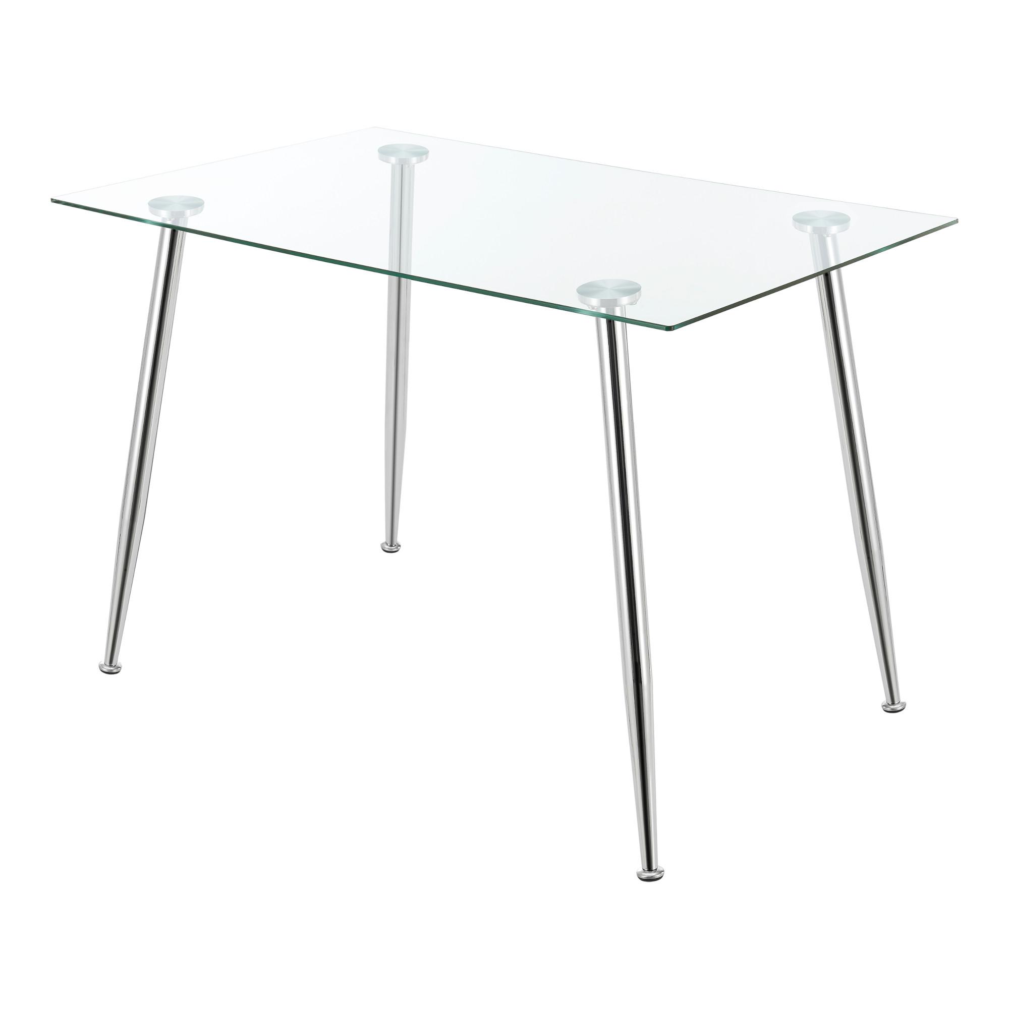 ESSTISCH Hyrynsalmi - Chromfarben/Transparent, Glas/Metall (70/110/75cm) - [en.casa]