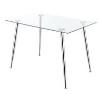 ESSTISCH Hyrynsalmi - Chromfarben/Transparent, Glas/Metall (70/110/75cm) - [en.casa]