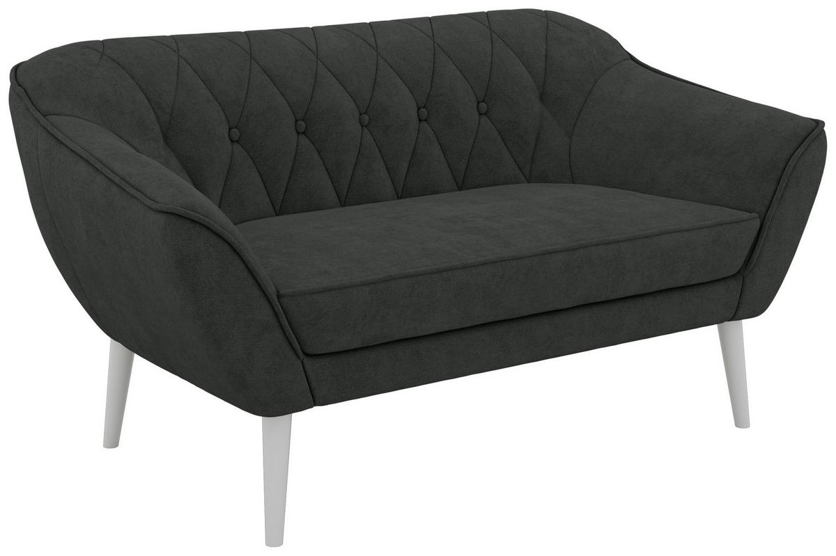 2-SITZER-SOFA PIRS - Dunkelgrau Stukture - Weiße Beine - Dunkelgrau/Graphitfarben, Holzwerkstoff/Textil (140/75/74cm) - MKS