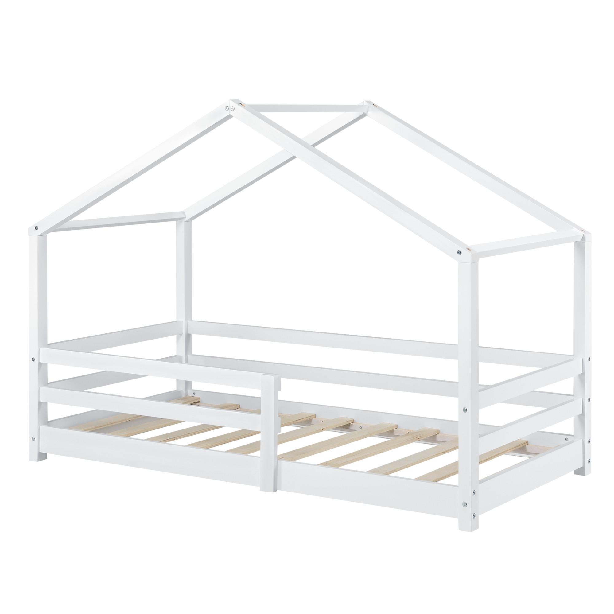 HAUSBETT Knätten - Weiß, Holz (90/200cm) - [en.casa]