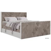 BOXSPRINGBETT TRAVIT KING DUO 140/200 - Hellbraun Cord - Topper Visco - H3 - Hellbraun/Schwarz, Kunststoff/Textil (140/200cm) - MKS