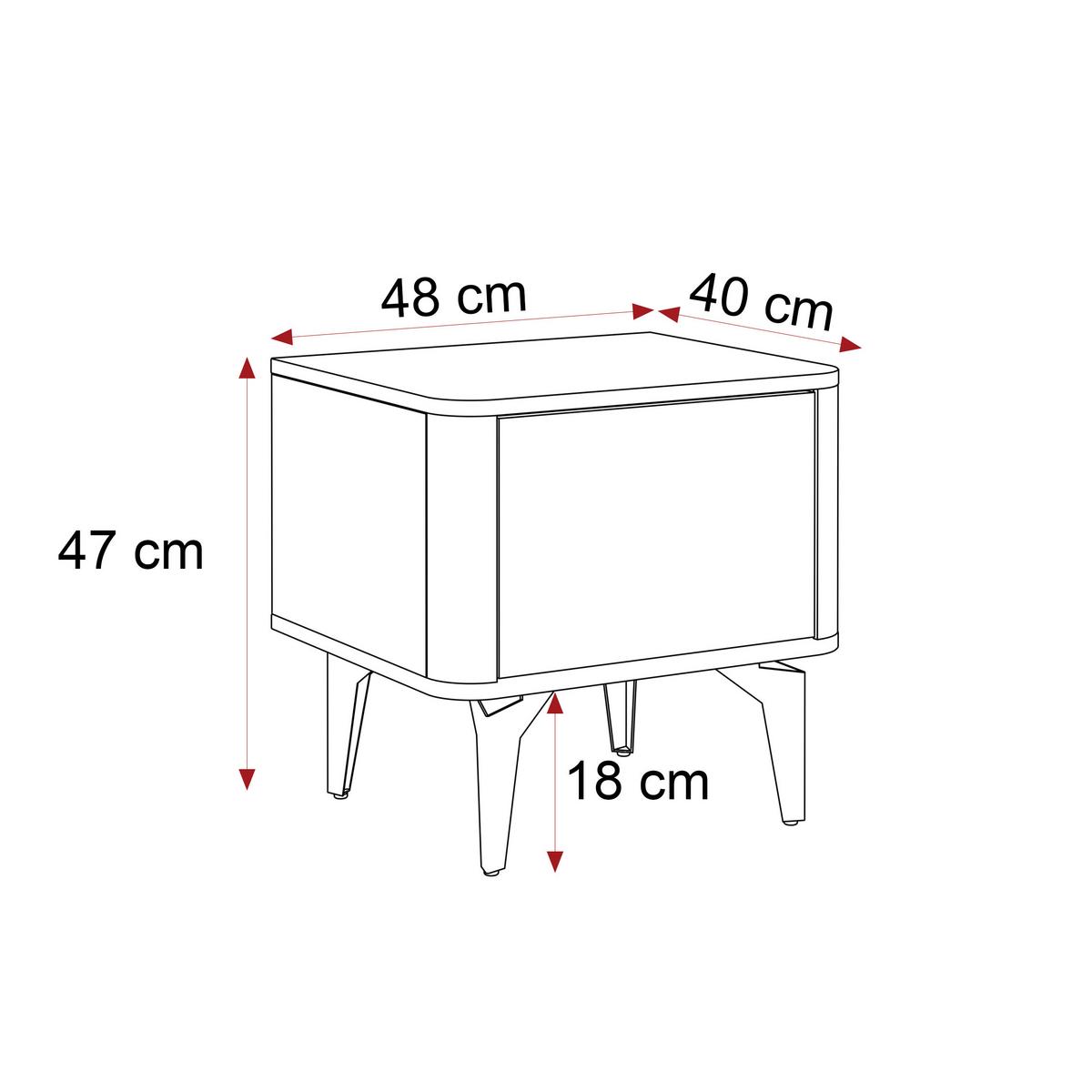 NACHTTISCH BELLAGIO PUSH TO OPEN - Beige, Holzwerkstoff (48/18/40cm) - Idohome