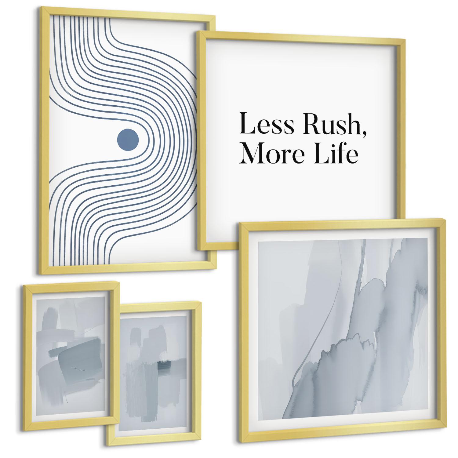 BILDER SET 5er Set - 50x50 cm & 20x30 cm & 40x60 cm Goldrahmen - Abstrakte Aquarellkompositionen - Goldfarben, Kunststoff (40/60cm) - TULUP