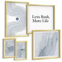 BILDER SET 5er Set - 50x50 cm & 20x30 cm & 40x60 cm Goldrahmen - Abstrakte Aquarellkompositionen - Goldfarben, Kunststoff (40/60cm) - TULUP