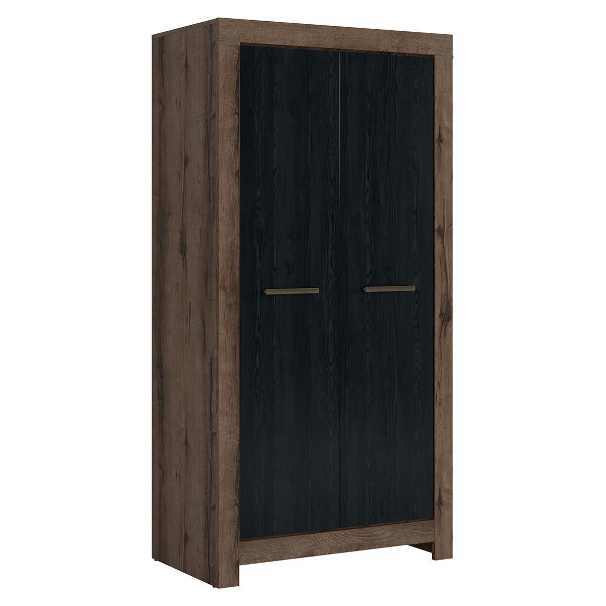 SCHRANK 2 Türen Adam Holz und Schwarz - Schwarz, Holzwerkstoff (98/195/55cm) - Petits-meubles
