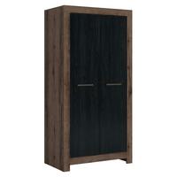 SCHRANK 2 Türen Adam Holz und Schwarz - Schwarz, Holzwerkstoff (98/195/55cm) - Petits-meubles