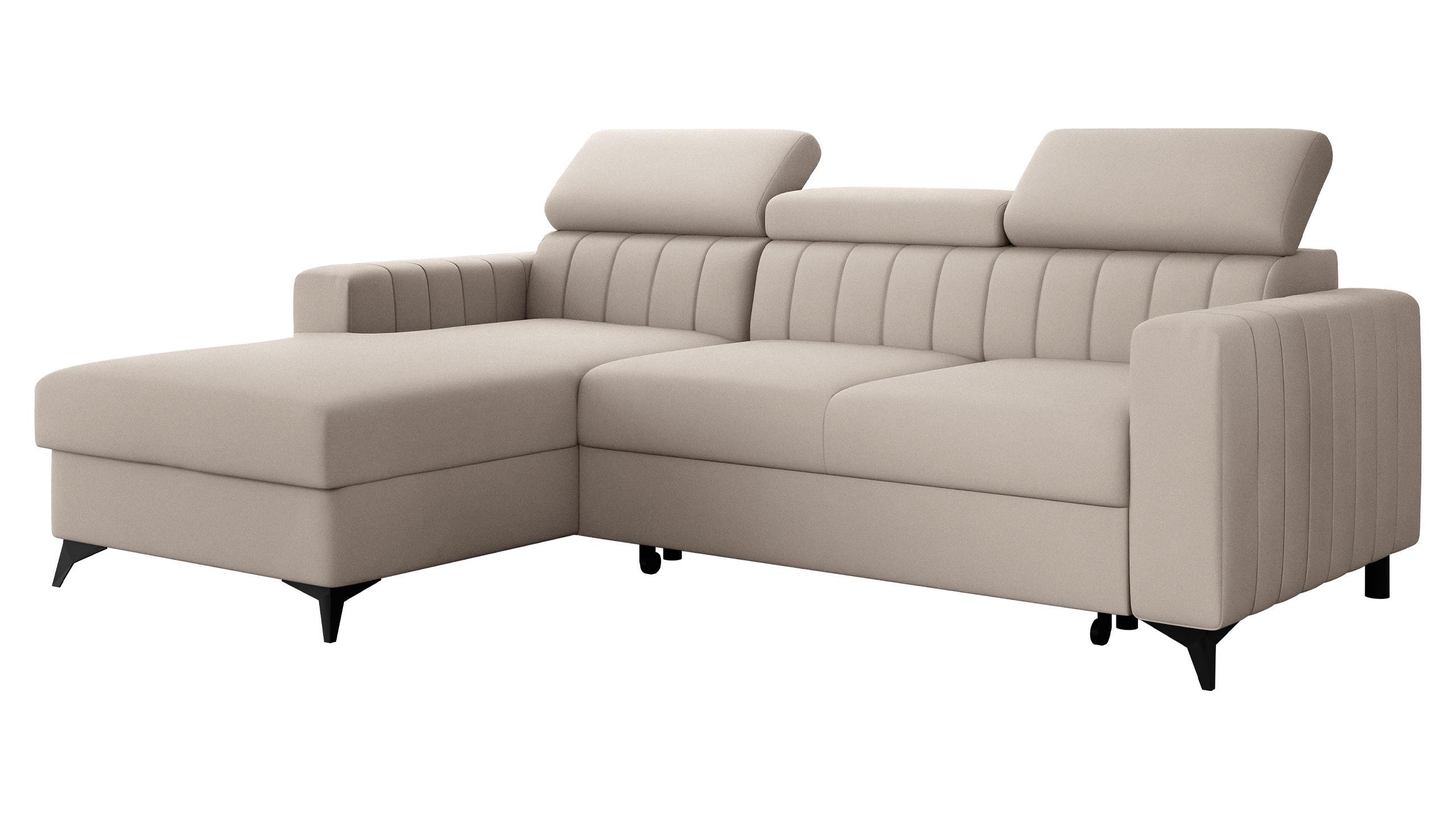 ECKSOFA Milano, Seite: Links LC+2R - Beige/Schwarz, Holz/Textil (236/172cm) - MIRJAN24