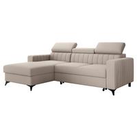 ECKSOFA Milano, Seite: Links LC+2R - Beige/Schwarz, Holz/Textil (236/172cm) - MIRJAN24