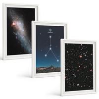 BILDER SET 3er Set - 40x60 cm Weißer Rahmen - Weltraumgalaxie-Konstellation Krebs - Weiß, Kunststoff (40/60cm) - TULUP