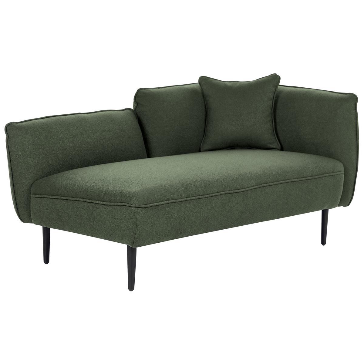 CHAISELONGUE Bouclé dunkelgrün rechtsseitig Chevannes - Schwarz/Grün, Textil (138/74/77cm) - Beliani