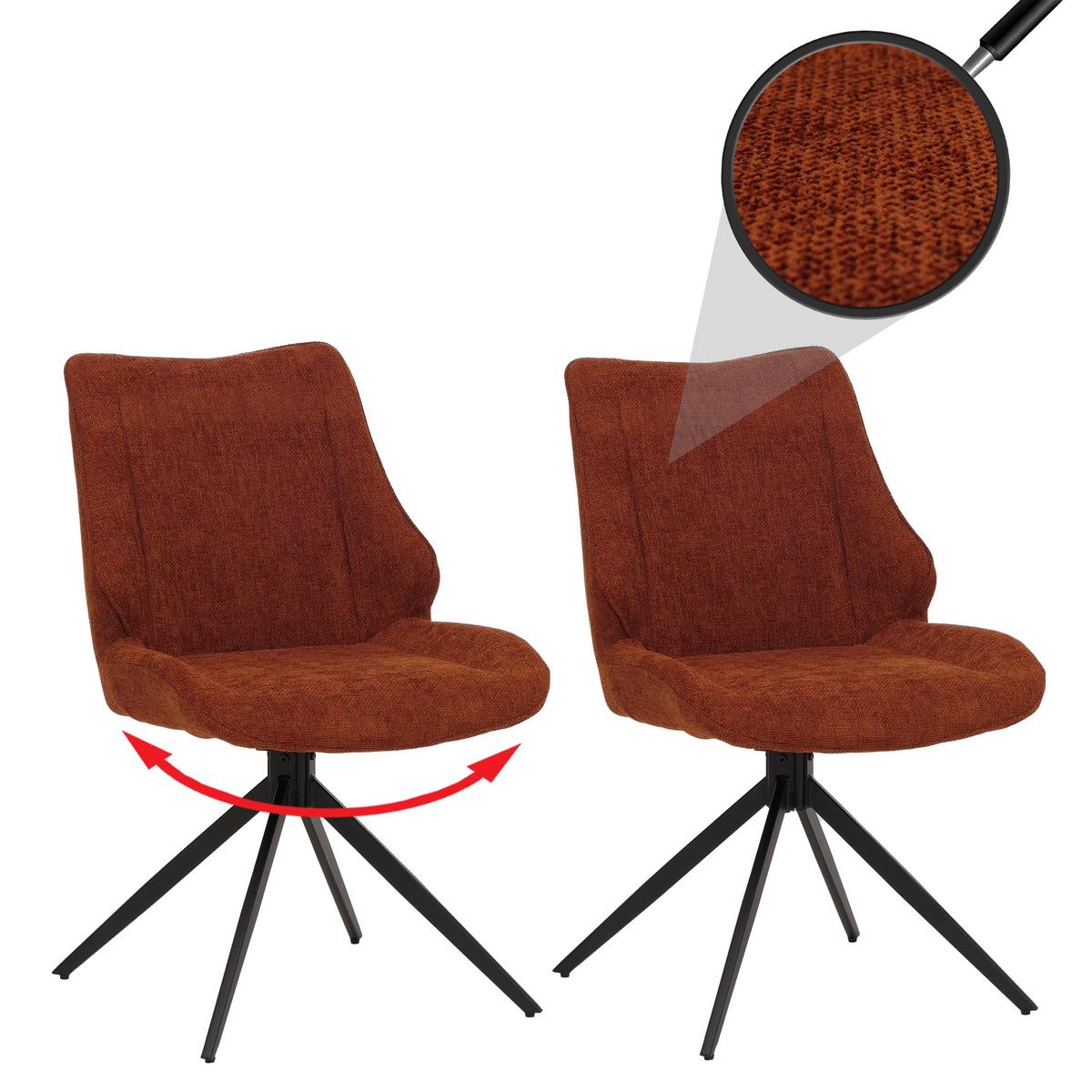 ESSZIMMERSTUHL Schwarz, Rotbraun 2er-Set - Rotbraun/Schwarz, Textil (55/88/62cm) - MCW