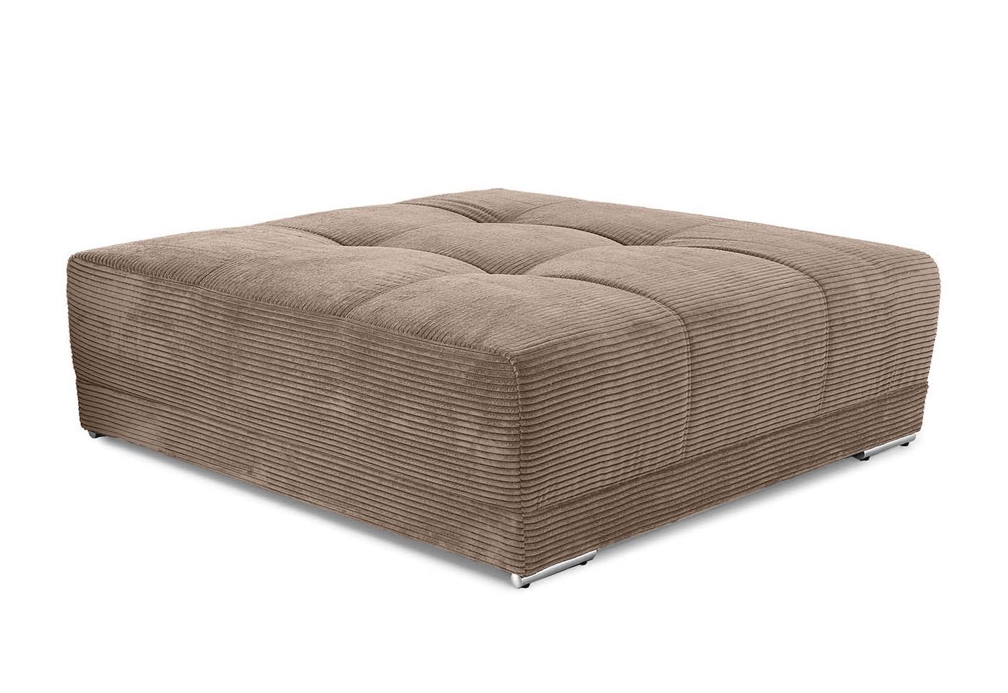 POLSTERHOCKER XXL Federkern B120/T120/H39 cm (passend zum BIG-SOFA) Cord Braun Taupe / 15178 - Taupe/Chromfarben, Textil/Metall (120/39/120cm) - luma-home