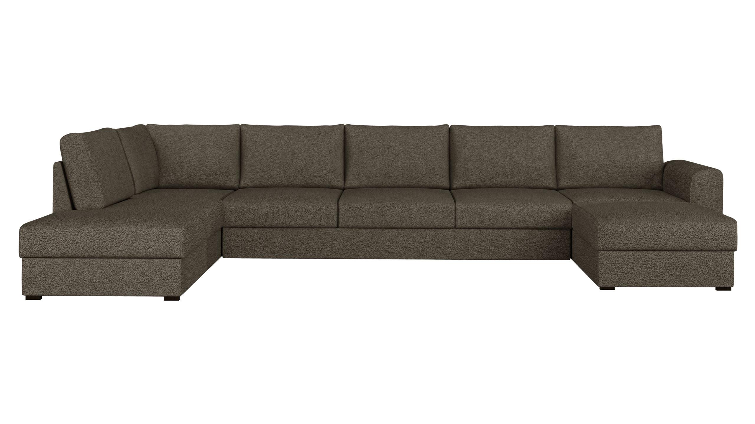 WOHNLANDSCHAFT Wilma Large Premium, Seite: Links - Schwarz/Braun, Holz/Textil (370/85/186cm) - MIRJAN24