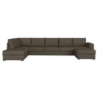 WOHNLANDSCHAFT Wilma Large Premium, Seite: Links - Schwarz/Braun, Holz/Textil (370/85/186cm) - MIRJAN24
