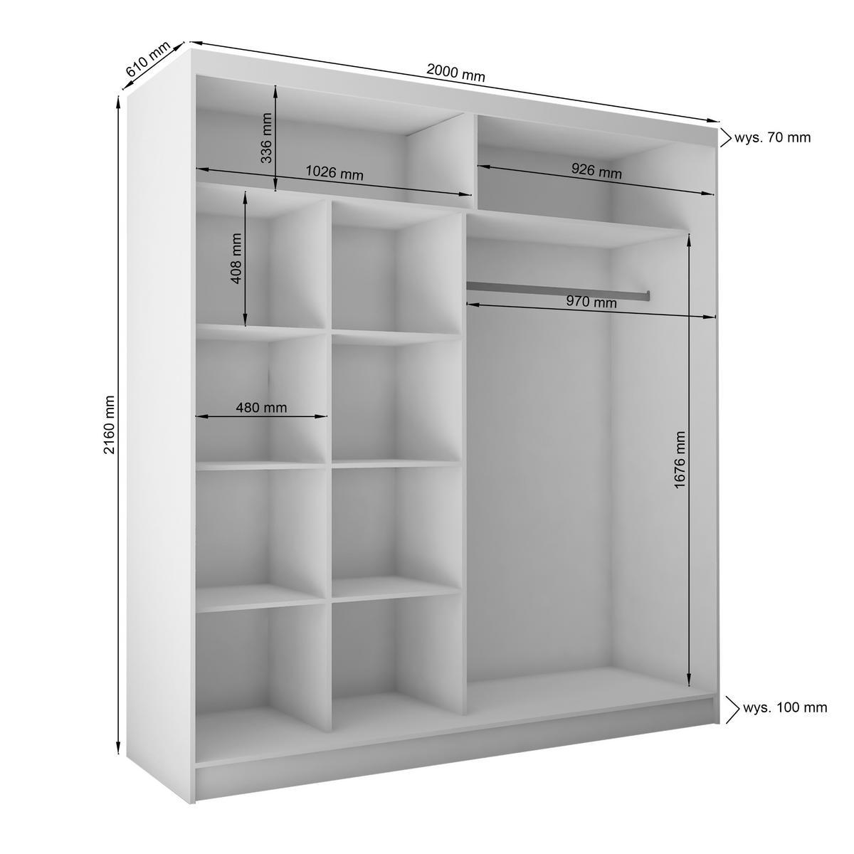 SCHWEBETÜRENSCHRANK LUCENZA 200/216/61 cm 2-türig mit Spiegel Grau - Grau, Holzwerkstoff (200/216/61cm) - MASSENO