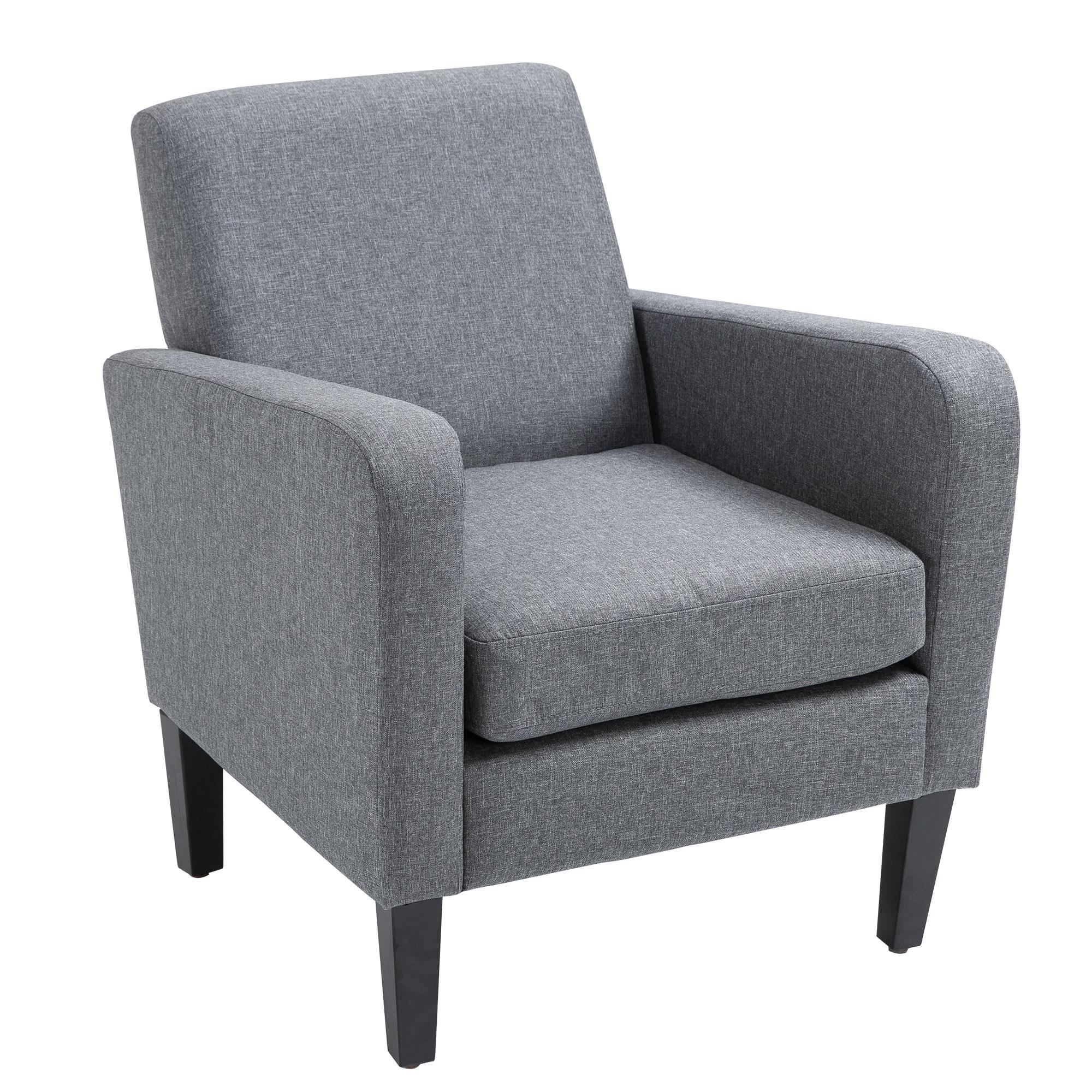 SESSEL mit Rückenlehne, abgerundeten Armlehnen Gepolstert Loungesessel Hellgrau - Hellgrau, Textil (72/74/66cm) - HOMCOM