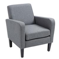 SESSEL mit Rückenlehne, abgerundeten Armlehnen Gepolstert Loungesessel Hellgrau - Hellgrau, Textil (72/74/66cm) - HOMCOM